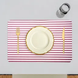 Aura Maroon & Pink 6 Pieces Striped Rectangle Table Placemats image 5