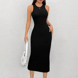BAESD Women Round Neck Bodycon Midi Dress-picture-13