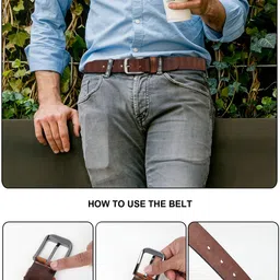 LOOPA Men Textured Leather Formal Belt image 5