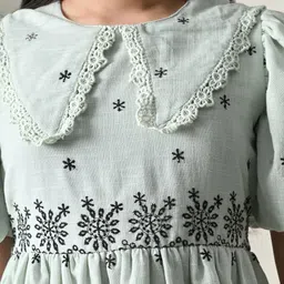 Bella Moda Girls Embroidered Gathered or Pleated Cotton Fit & Flare Dress image 3