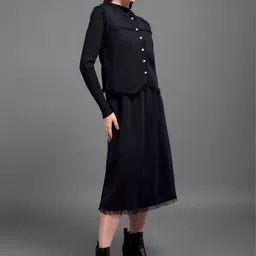 iki chic Fringed Woollen A-Line Midi Dress image 2