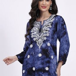 NAZAQAT ETHNIC INDIA Floral Embroidered Chikankari Chikankari Kurti-picture-23