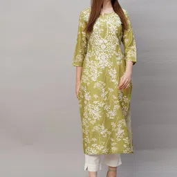 GoSriKi Women Floral Embroidered Chikankari Kurta-image-82