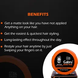 GABRU Matte Effect Hair Styling Wax - 75 g- Orange image 2