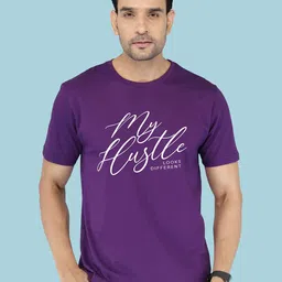 NOBLE HUSTLE Typography Printed Round Neck Pure Cotton T-shirt-picture-38