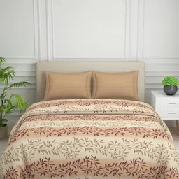 Welspun Brown & Beige Ethnic Motifs 120 GSM AC Room Double Bed Blanket-image-0