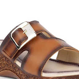 Toshina Shoes King Women Textured Wedge Sandals with Buckles image 5