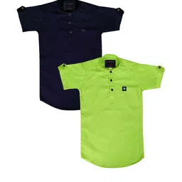 OJ TREND Kids-Boys Navy Blue Kurtas-picture-24