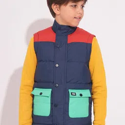 Jack & Jones Junior Boys Colourblocked Denim Jacket with Embroidered image 1