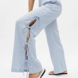 HIGH BUY Women Striped Tailored High-Rise Trousers-picture-39