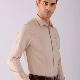the indian garage co. x luxe Luxe by TIGC Men Spread Collar Striped Slim Fit Formal Shirt image 4