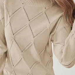 LULU & SKY Women Self Design High Neck Long SleevesPullover image 2