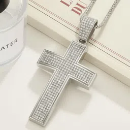 FIMBUL Silver-Plated Cross-Shaped Pendant with Chain image 5