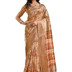 Yanthistore Ethnic Motifs Woven Design Zari Mysore Silk Saree with Stitched Blouse-picture-25