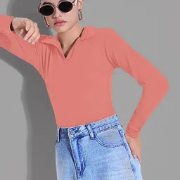 Maheshvi Women Shirt Collar Long Sleeves Fitted Top-picture-28