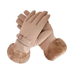 LOOM LEGACY Women Acrylic Winter Wind & Snow Proof Soft Fur Hand Gloves image 2