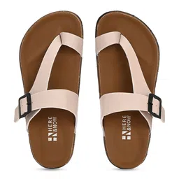 HERE&NOW Women Pink Faux Leather Casual Slip On Open Toe Flats image 3