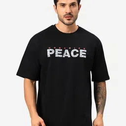 URBANICE Men Typography Printed Round Neck Cotton Oversized T-shirt-image-60