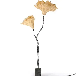 oorjaa Gingko Gold Banana Fibre Paper Shade Floor Lamp With Grey Base image 3