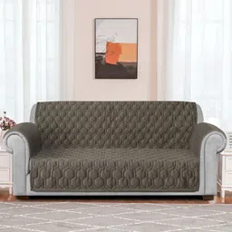 eyda Brown Velvet 3 Pieces Sofa Cover With Arms-picture-49