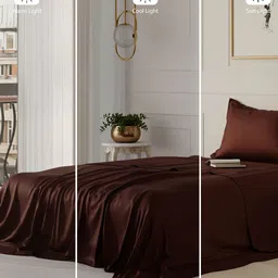 Stoa Paris Date Night Collection Brown 300TC Single Bedsheet with 1 Pillow Cover image 3