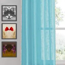 HOMEMONDE Blue & White Cotton Sheer Window Curtain-picture-25