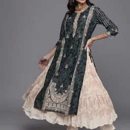Biba Women Green Ethnic Motifs Printed Regular Pure Cotton Kurta with Palazzos & With Dupatta-picture-21