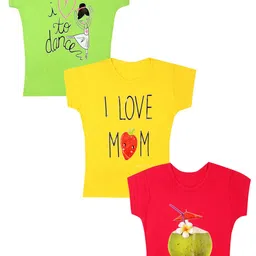 carelove CAREPLUS Girls Pack Of 3 Printed Cotton T-shirts-picture-57