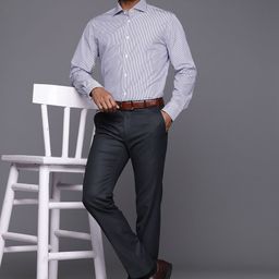 Raymond Men Striped Slim Fit Trousers-picture-26