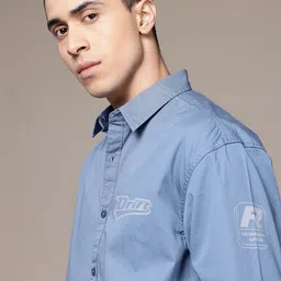 The Roadster Lifestyle Co. Typography Printed Pure Cotton Relaxed Fit Casual Shirt-image-18