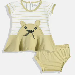 BABYMAX Infant Girls Striped Pure Cotton Fit & Flare Dress With Bloomers-picture-34