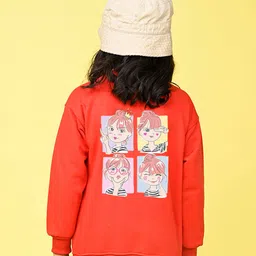 NUSYL Girls Graphic Printed Fleece Oversized Sweatshirt-image-21