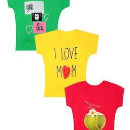 carelove CAREPLUS Girls Pack Of 3 Printed Cotton T-shirts-picture-13