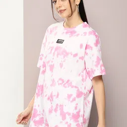 Kook N Keech Tie and Dye & Typography Printed Pure Cotton Oversized T-shirt image 4