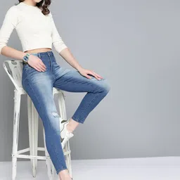 Harvard Women Blue Skinny Fit Mildly Distressed Heavy Fade Stretchable Cropped Jeans-picture-21