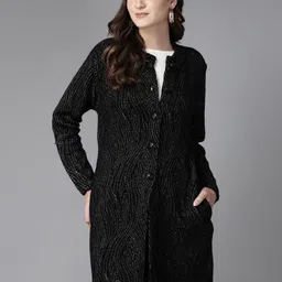 Cayman Women Self Design Woollen Longline Cardigan-picture-23