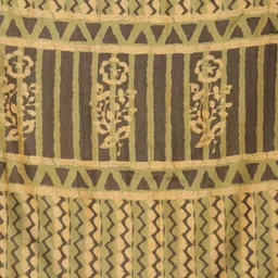 Saree mall Olive Green & Mustard Yellow Block Print Saree image 4
