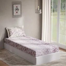 DDecor Primo Floral Purple Cotton 144 TC Single Bedsheet With 1 Pillow Cover image 1