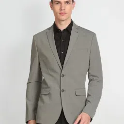 Arrow Grey Regular Fit Self Pattern Blazers image 1