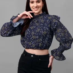 MASAKALI.CO Navy Floral Print Crop Top-picture-32