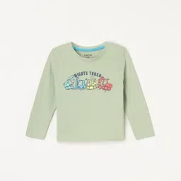 Juniors by Lifestyle Green Cotton Printed Full Sleeves T-Shirt-image-6