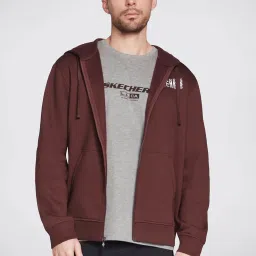 Skechers Maroon Comfort Fit Printed Hooded Sweatshirt image 1