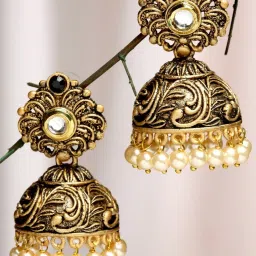 Karatcart Black Jhumki Earrings for Women image 1