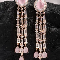 Karatcart Rose-Gold Tone Drop Earrings for Women image 1