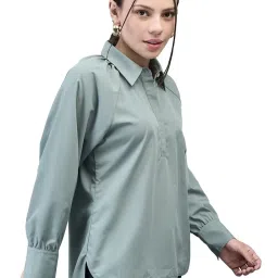 Woodland Green Polyester Solid Shirt image 3