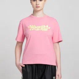 Adidas Originals Pink Cotton Printed T-Shirt image 1