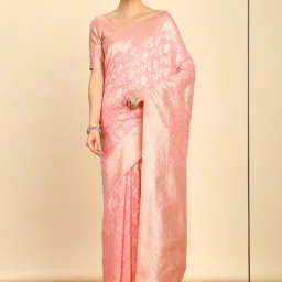 Soch Womens Blush Pink Floral Jacquard Weave Tussar Saree-picture-32