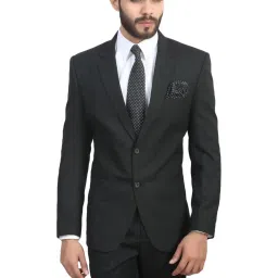 ManQ Black Slim Fit Notch Lapel Blazer image 1
