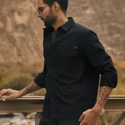 Andamen Black Cotton Regular Fit Shirt image 3