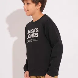 Jack & Jones Junior Boys Black Printed Full Sleeves Pullover Sweatshirt image 3